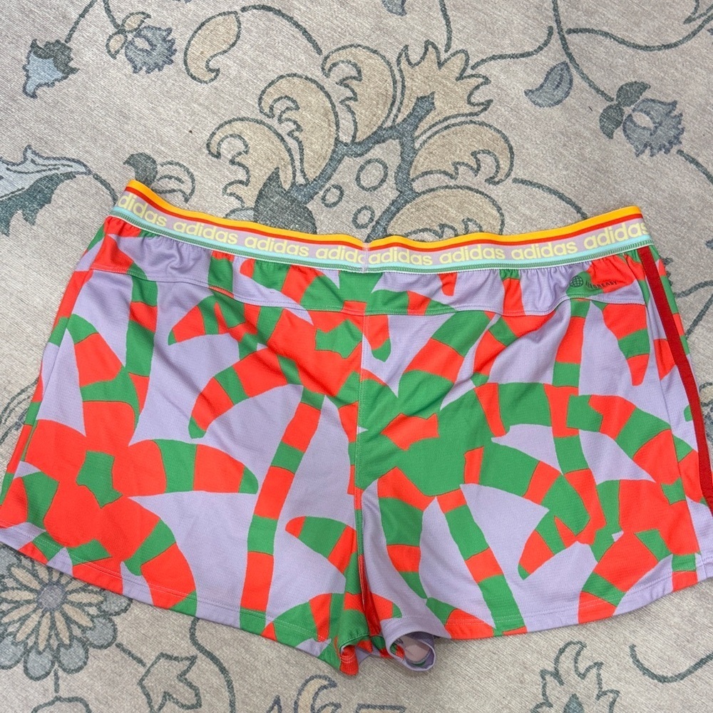 Adidas x Farm Rio Women's XL Red and Green Graphic Athletic Shorts - Picture 5 of 5